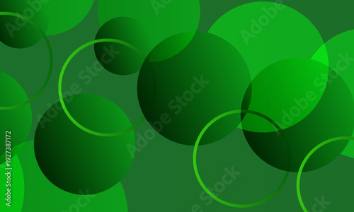 Abstract green geometric background with overlapping circles and rings