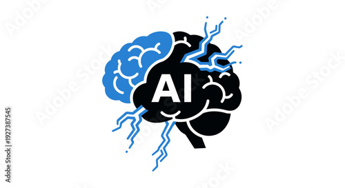 Artificial Intelligence Brain Logo Design Concept.
