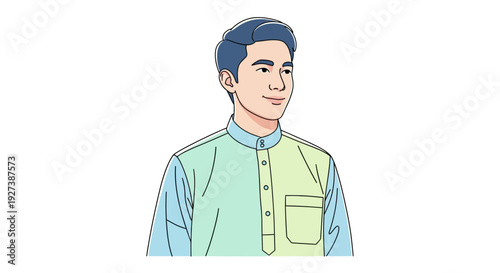 Illustration of a young man smiling portrait.