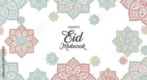 Eid Mubarak Greeting with Ornate Patterns.