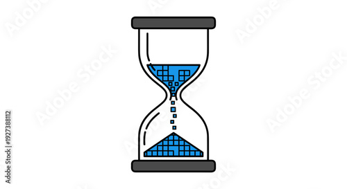 Hourglass with blue sand flowing down 1.