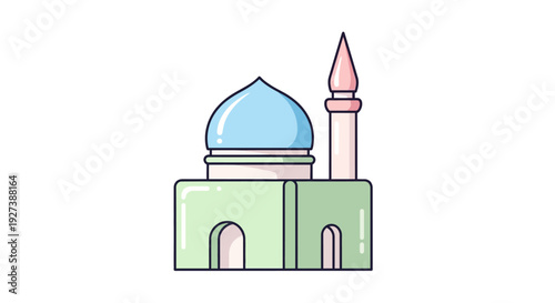Mosque Icon with Dome and Minaret.