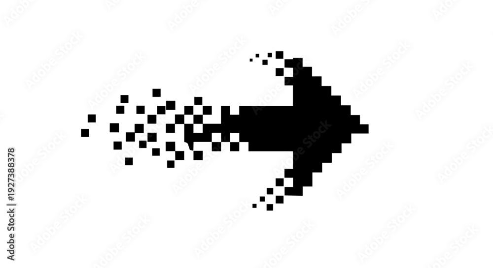 Fototapeta premium Pixelated Black Arrow Pointing Right.