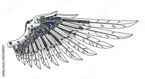 Detailed Illustration of Eagle Wing Structure.