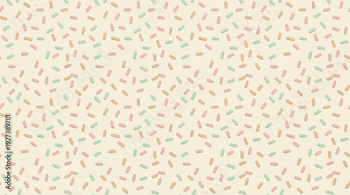 Pastel Sprinkles Seamless Pattern on Cream Background - Sweet Dessert Topping Texture for Celebration Design