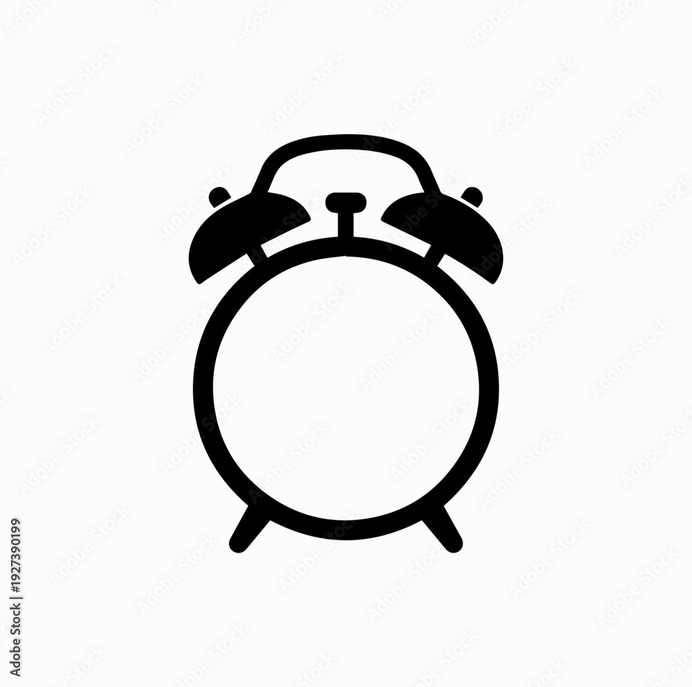 Fototapeta premium Classic Alarm Clock Icon Black and White Vector