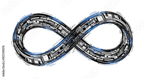 Infinity Symbol Made of Metallic Circuit Boards.