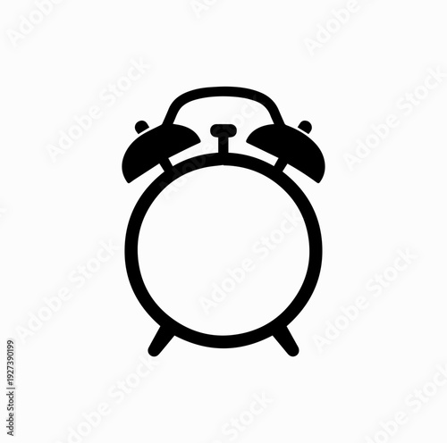 Classic Alarm Clock Icon Black and White Vector