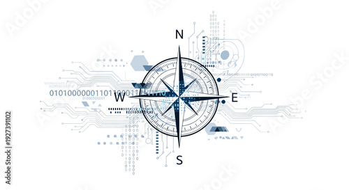Vintage Compass Navigation Instrument Closeup.