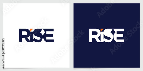 RISE Negative Space with Upward Arrow typography logo vector