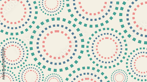 Playful Abstract Background Featuring Colorful Dotted Concentric Circles in Teal Coral and Blue on a Cream Backdrop for Modern Kids Branding Creative Stationery and Vibrant Web Graphic Designs