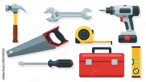 Collection of Various Carpentry Tools and Equipment.