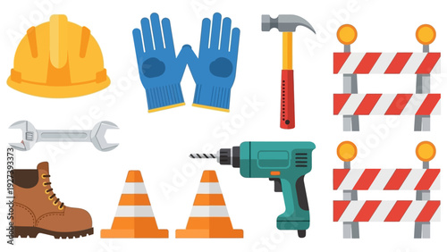 Construction Tools and Safety Equipment Set 2.