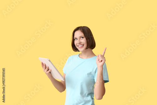 Young woman in blank t-shir...