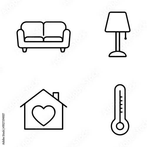 Home comfort line icon set vector 
Vector set of icons on a white background