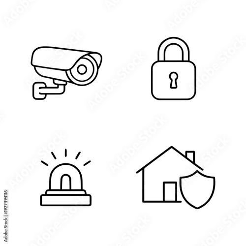 Home Security line icon set vector 
Vector set of icons on a white background