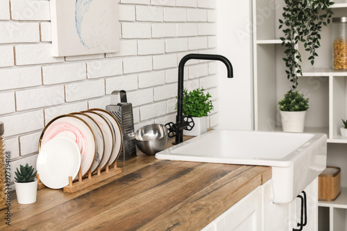 Different dishware and sink...