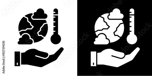 Climate Change Icon Set White Style Collection
