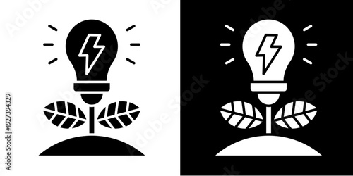 Renewable Energy Icon Set White Style Collection
