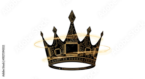 Golden Crown with Ornate Details and Jewels.