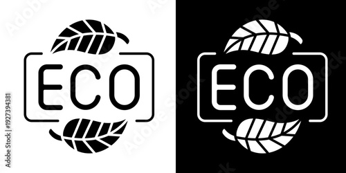 Eco Label Icon Set White Style Collection
