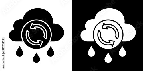 Rainwater Reuse Icon Set White Style Collection
