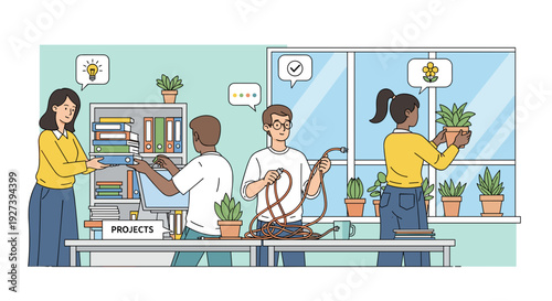 Group of People Working in Greenhouse.