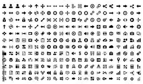 Mega Universal Icon Set Vector Multipurpose UI Web and App Symbols Collection Isolated on White