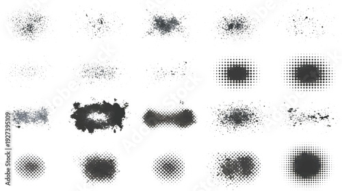 Collection of Black Graffiti Spray Paint Splatter and Drip Elements. black ink splashes vector