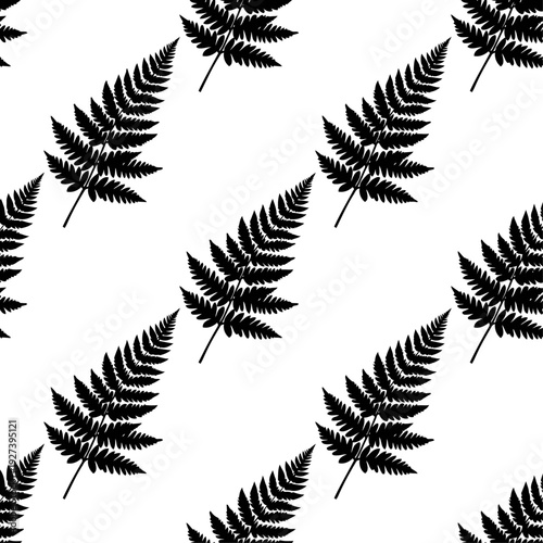 Seamless Fern Frond Silhouette Pattern, Minimal Botanical Stencil Repeat 