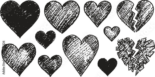 Set of glossy hearts in red color. Set of hearts in red color, Red heart icons set vector, Set of 15 hearts of different shapes for web.