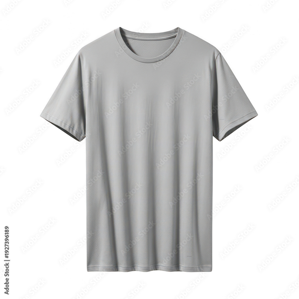Naklejka premium Minimalist light gray crew neck t-shirt isolated on transparent background