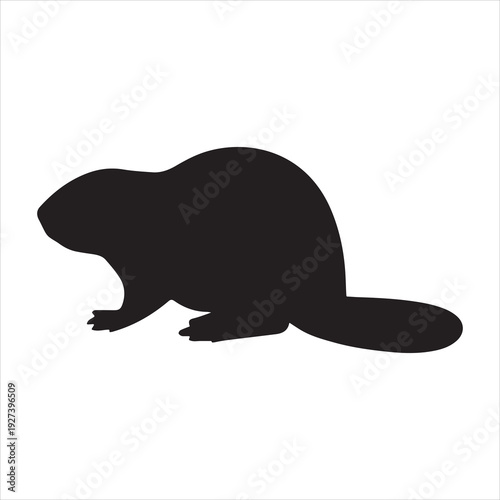 Beaver Silhouette – Minimalist Black Icon of Wildlife, Nature, and Canadian Symbolism