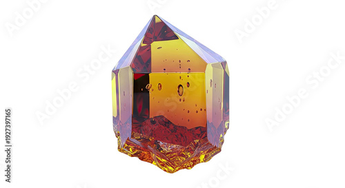 Amber Crystal with Internal Landscape and Bubbles