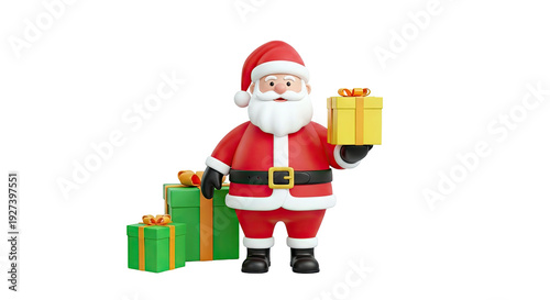 3D Rendered Santa Claus with Presents