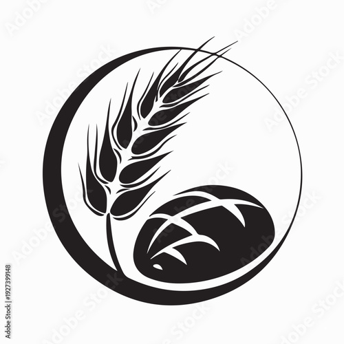 Bakery Wheat Bread Logo Vector Template Isolated On White Background