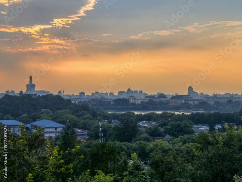 Wallpaper Mural View of Beihai White Pagoda Over Shichahai Foliage at Dusk Torontodigital.ca