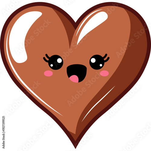 Cute Chocolate Heart Character Illustration