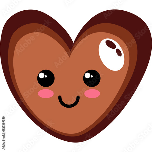 Cute Chocolate Heart Character Illustration