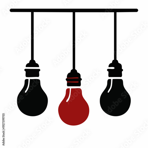 Unique lightbulb idea standing out from the crowd