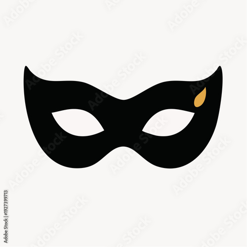 Elegant black masquerade mask with gold accent detail