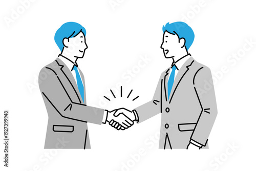 2人のビジネスマンが握手をしているイラスト
