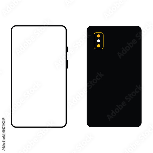 Smartphone front and back view with camera outline