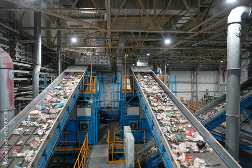 Tableau sur toile Waste sorting facility operates by separating various types of refuse for recycling
