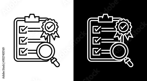 Quality Control White Icon Set Design
