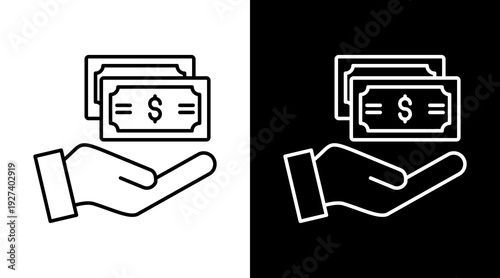 Income White Icon Set Design