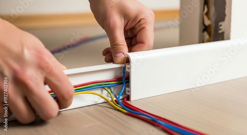 Electrical wiring inside protective cable channel