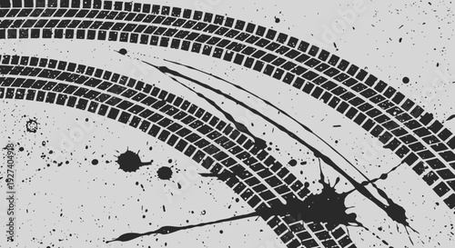 tire tracks on asphalt, grunge texture, abstract background