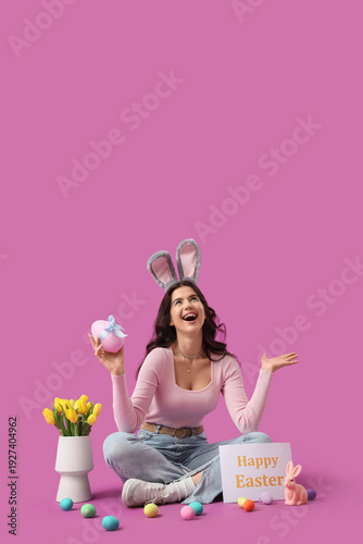 Beautiful woman in bunny ea...