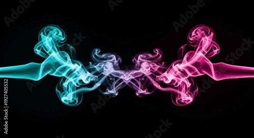 abstract smoke art, colorful swirls on black background